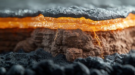 Fototapeta premium Close-up of molten lava flowing over rock.