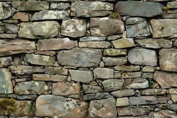Fototapeta premium Photo of Old grey and brown stone wall. Background texture for backdrops or mapping