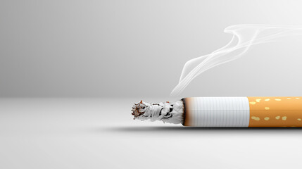 Obraz premium A close-up view of a burning cigarette with smoke curling upward, highlighting smoking and health concerns.