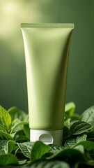 Green tube on nature background