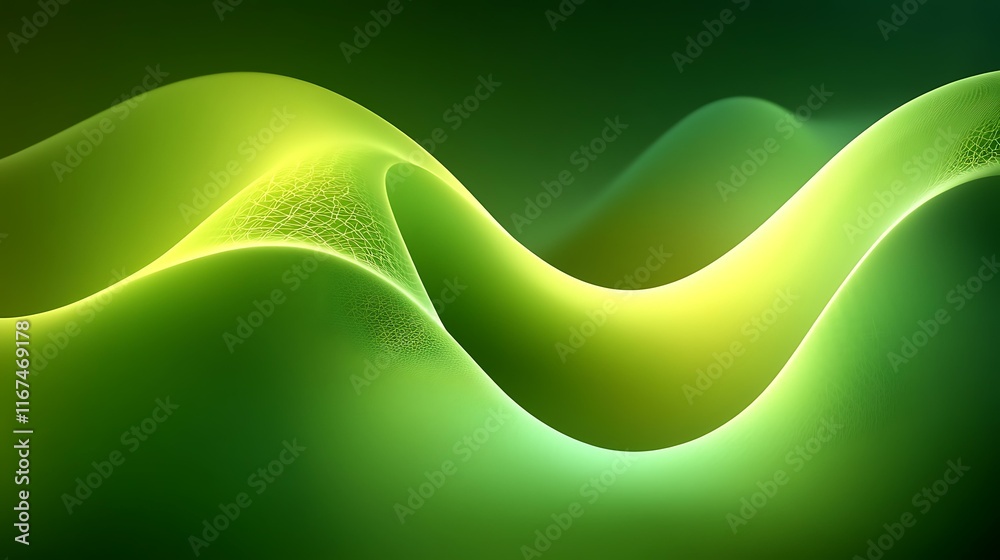 Poster Abstract Green and Yellow Wave Pattern Design