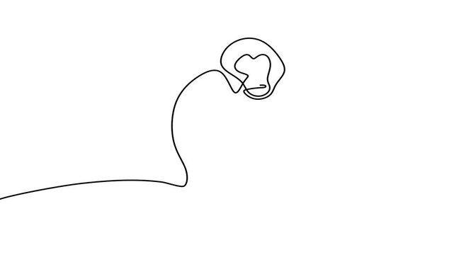 Sitting sad monkey continuous one line drawing animation