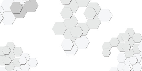 Geometric technology white hexagon background. Abstract vector illustration Science technology and medical concept hexagon on transparent background