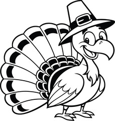 Thanksgiving Turkey vector, Thanksgiving Turkey silhouette vector illustration, Thanksgiving Turkey line art vector