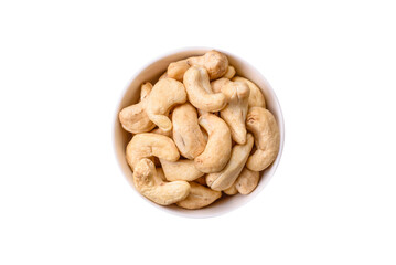 Delicious nutritious cashew nuts in ceramic bowl
