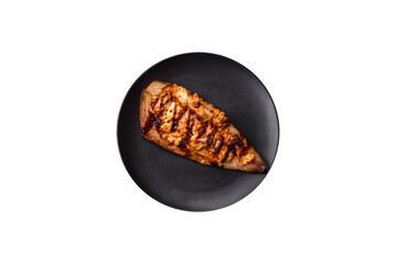 Grilled mackerel fillets with cheese, salt, spices and herbs