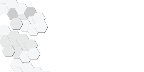Abstract technology white geometric hexagon on transparent concept design honeycomb shape vector 