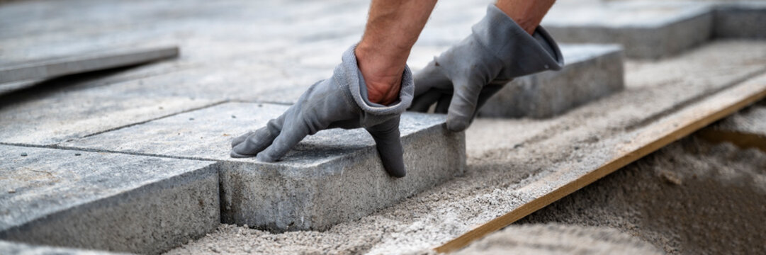 Precisely placing a pavement stone on prepared surface