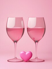 Valentine's Day Romantic Pink Wine Glasses Heart Valentines Day Love