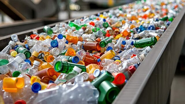 Plastic bottle waste recycling in factory industry environment ecology pollution micro plastics