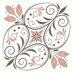 a pattern flower vector vintage design  with a leaf  on a white background 
