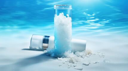 Stylish Ice-Cold Skincare Products on the Beach