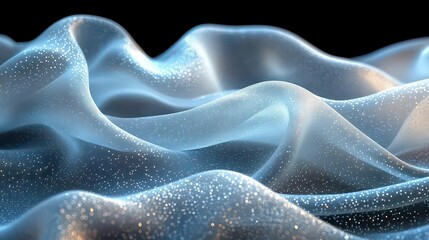Obraz premium A close-up of flowing translucent fabric with shimmering particles.