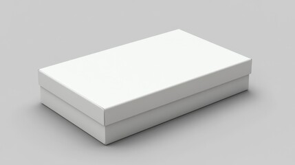 Fototapeta premium A plain white rectangular box with a lid, suitable for storage or gift-giving.