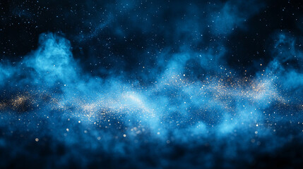 Fototapeta premium Abstract dark blue and emerald glitter shimmer creating a magical underwater space with a chaotic, de-focused effect evoking mystery, depth, and the unknown