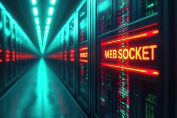 Fototapeta premium Data Interface Integration Concept, An illustration of Web Socket based protocol enabling secure and fast data exchanges between systems