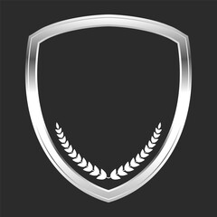 Metallic Chrome Shield Emblem with Laurel Wreath Design