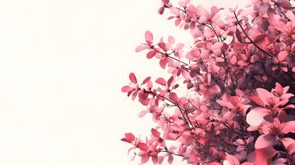 Fototapeta premium Delicate Pink Blossoms on Branch Against White Background
