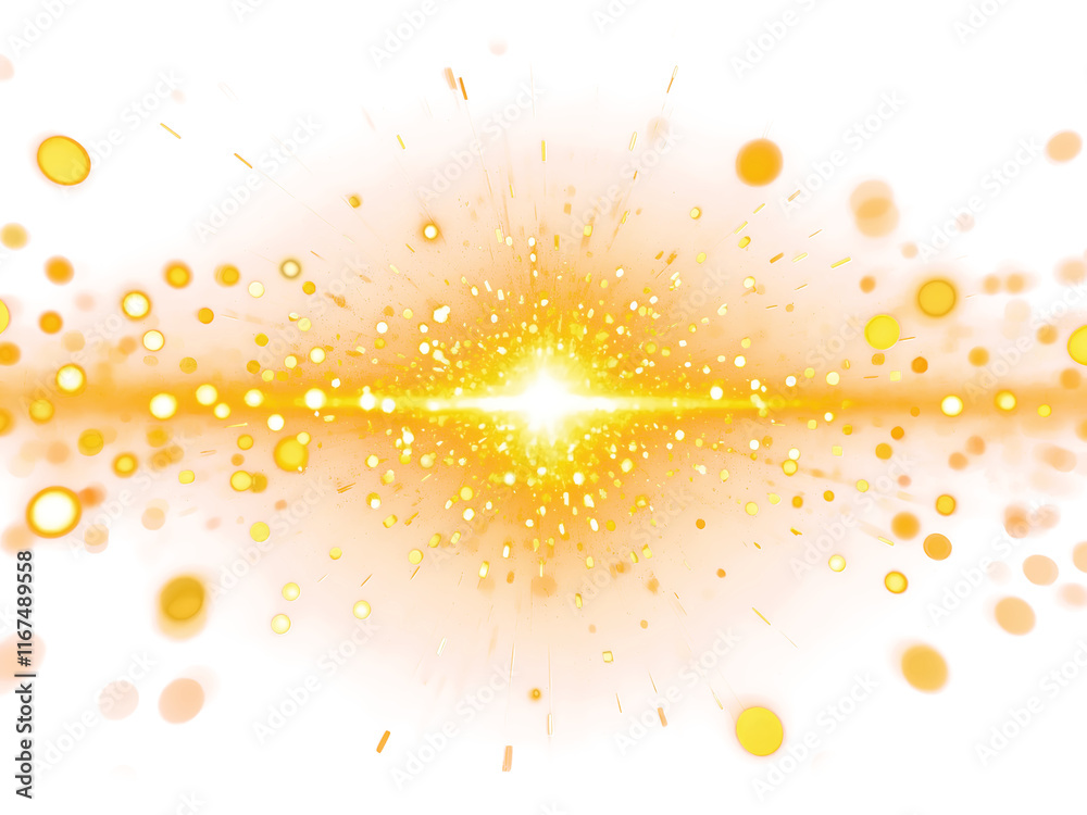 Sticker golden light explosion with sparkles create an abstract artwork that captures the essence of energy 