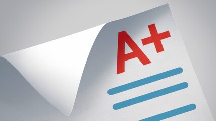 A+ grade displayed on a piece of paper, signifying academic success and achievement.