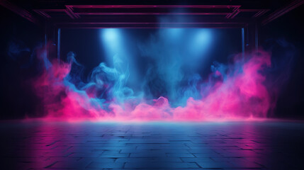 Neon Pink and Blue Smoke Filled Room