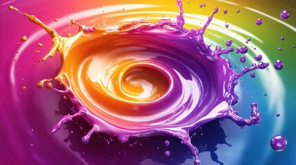 Vibrant Rainbow Paint Splash Explosion with Swirls of Color