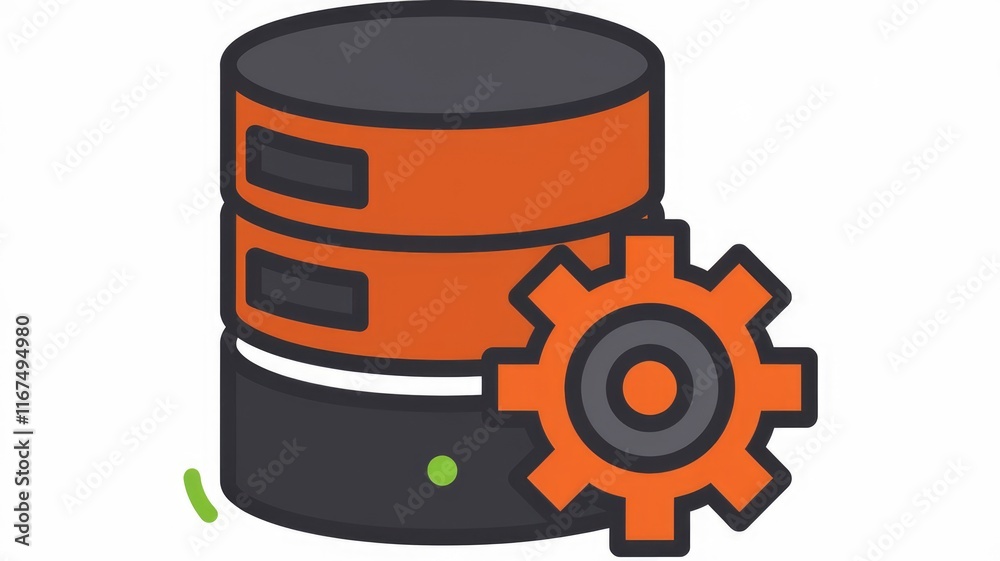 Leinwandbilder Database configuration and management illustrated with a stacked database icon and a gear.