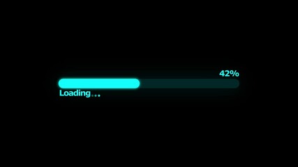 progress bar animation, percentage loading on a black background.