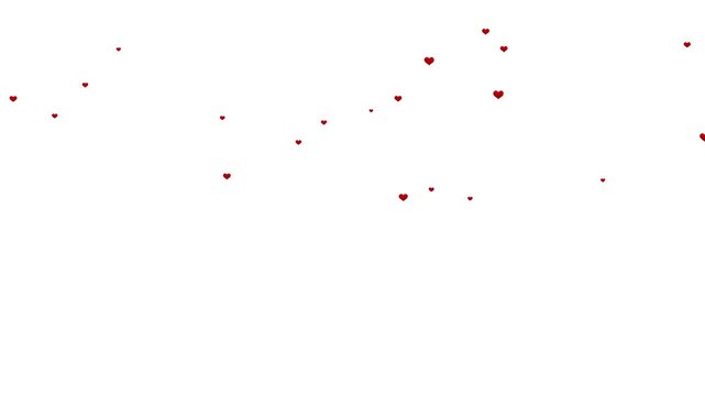 Red hearts rain down in this charming Valentine's Day illustration with confetti and a light background - ideal for romance, weddings, and love day