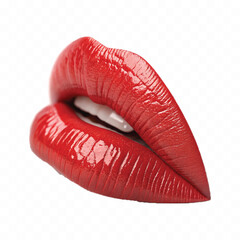 abstract 3d Kissing woman's Bright red lips  isolated on white background