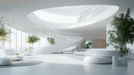 Modern Minimalist White Architecture Interior Design