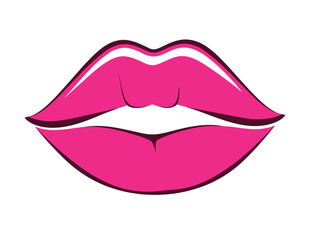 Elegant Line Art Hair and Lips