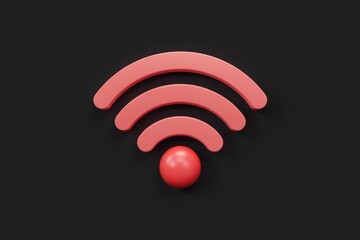 3D rendered coral Wi-Fi symbol on transparent background, signifying connectivity.