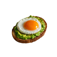 Avocado toast breakfast with fried egg on transparent background