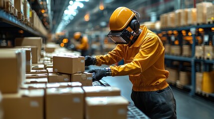 Warehouse Worker in Protective Gear