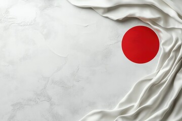 Naklejka premium 日本の国旗が白い布に包まれている様子