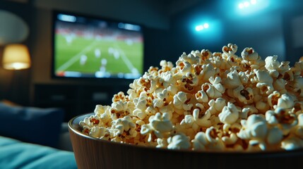 Obraz premium A Perfect Evening of Football and Fresh Popcorn