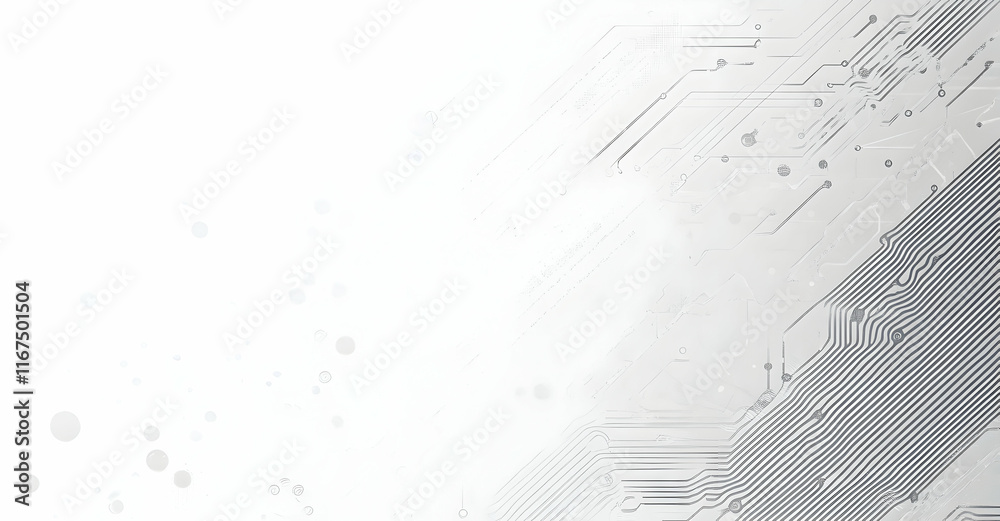 Poster white background with hexagonal patterns and technological elements for a technology