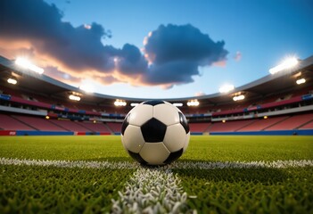 Naklejka premium soccer ball on stadium