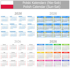 2026 Polish Mix Calendar Sun-Sat on white background