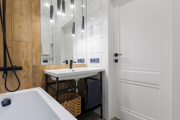 modern bathroom room with toilet and washing machine