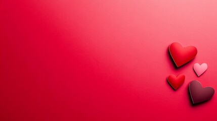 Red Background With Assorted Paper Hearts