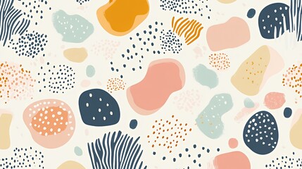Abstract Pastel Shapes Pattern Design Featuring Dots and Lines