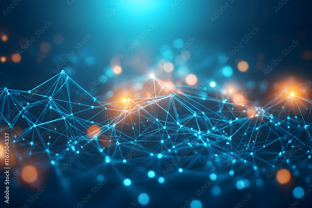 Poster abstract technological background with interconnected dots and lines