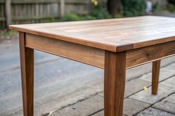 handmade wooden table on a white background with all the details