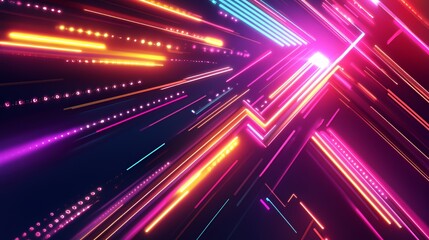 Abstract Neon Lines Energetic Glowing Pattern Design