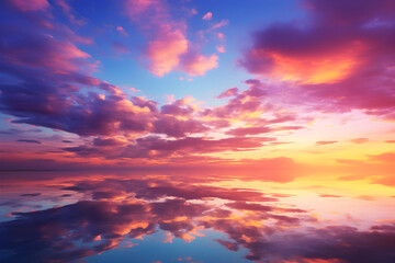 Fototapeta premium Breathtakingly Beautiful Sunset Sky: A Symphony of Orange, Purple and Blue hues