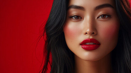 Fototapeta premium Red Lips Beauty Portrait