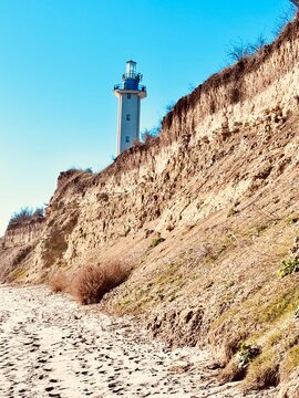 lighthouse on the beach in Aheloy in Bulgaria