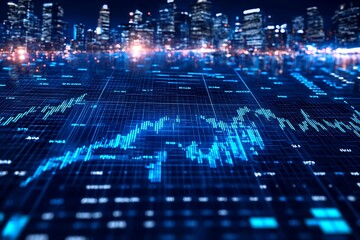 Global Data Growth Visualization Over Cityscape